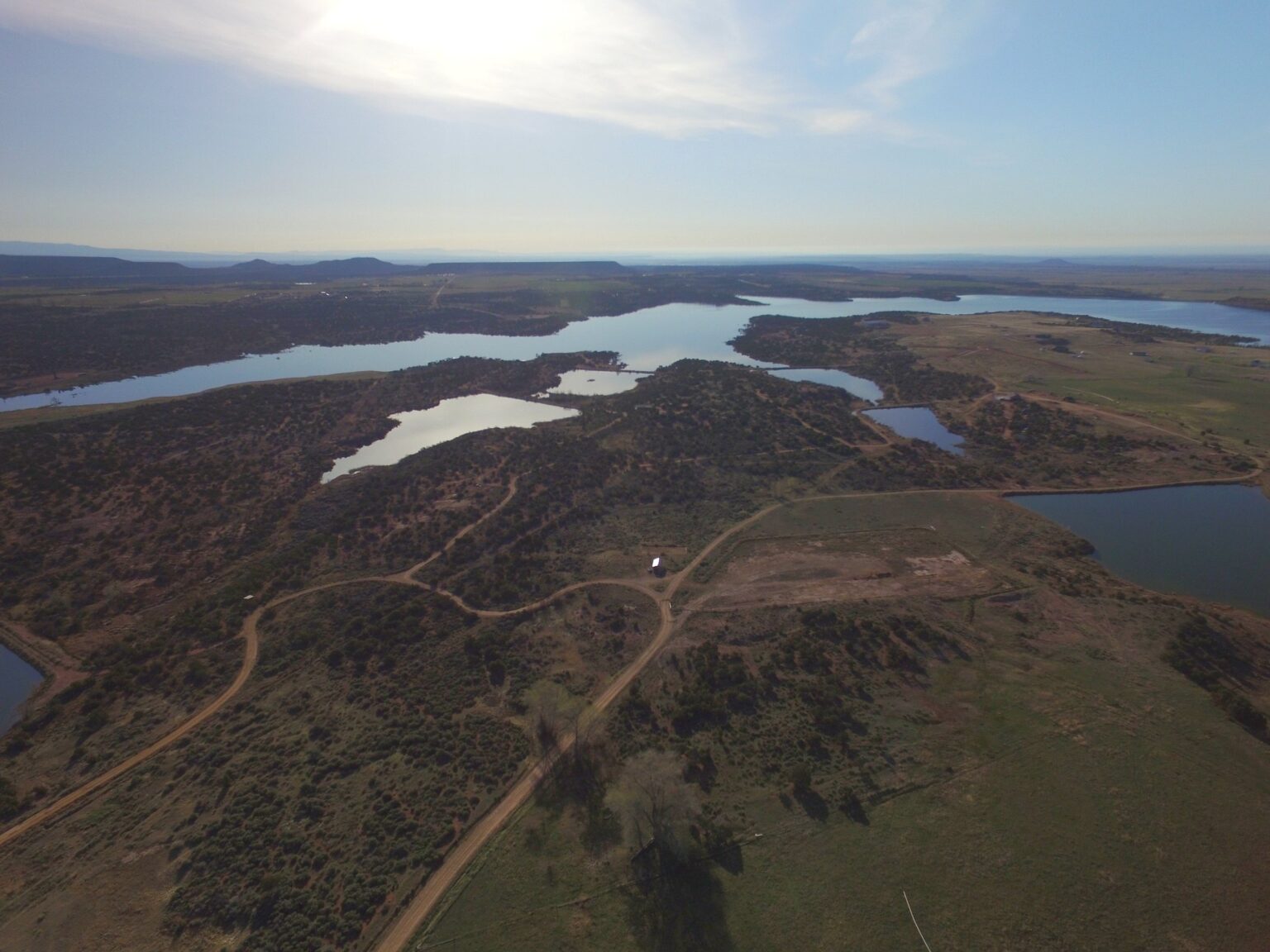 Aerial view of the lakes at Six Lakes Resort