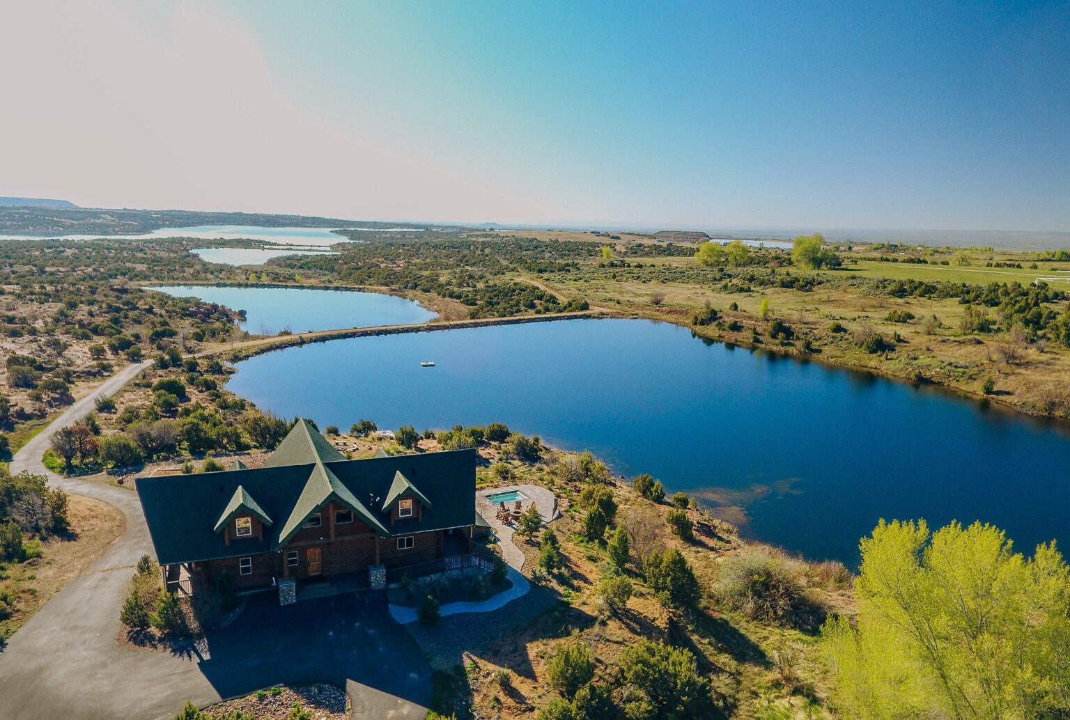 Aerial view of Loon Lodge and Loon Lake