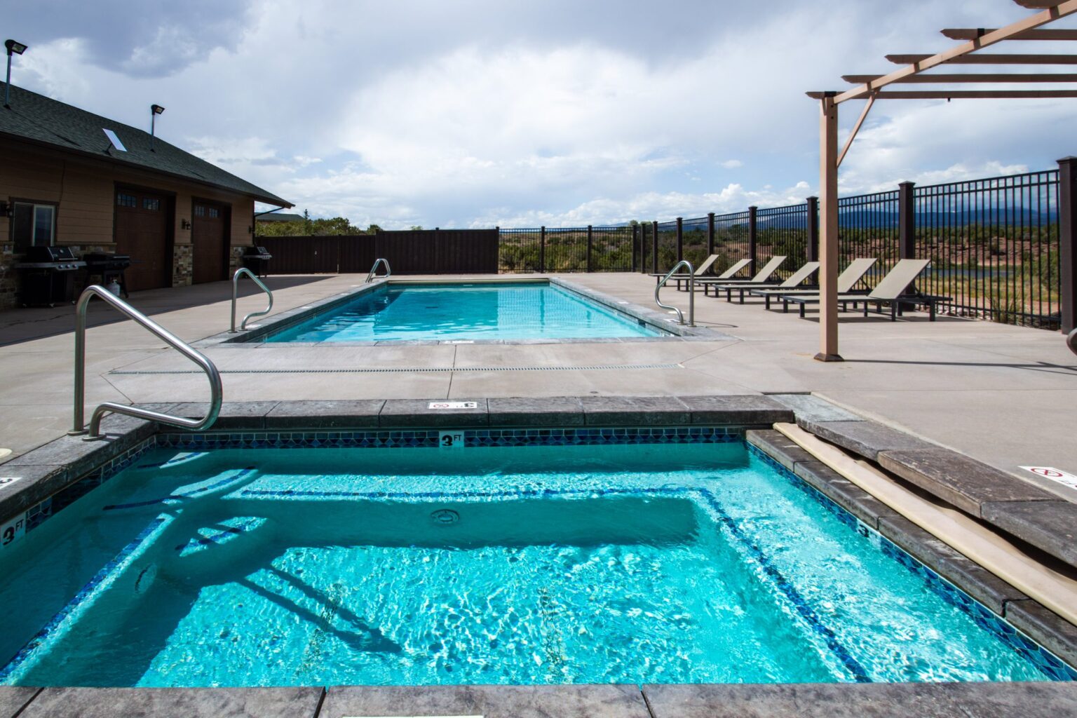 Recreation center pool and hot tub